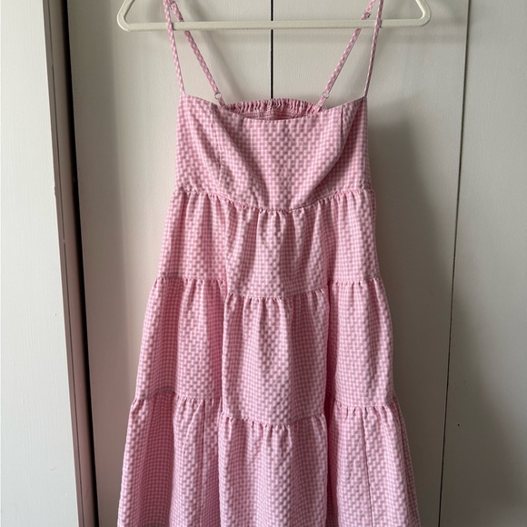 Kimchi Blue Zosia Tiered Babydoll Dress Coquette Pink Gingham Mini Dress Small - Picture 3 of 6